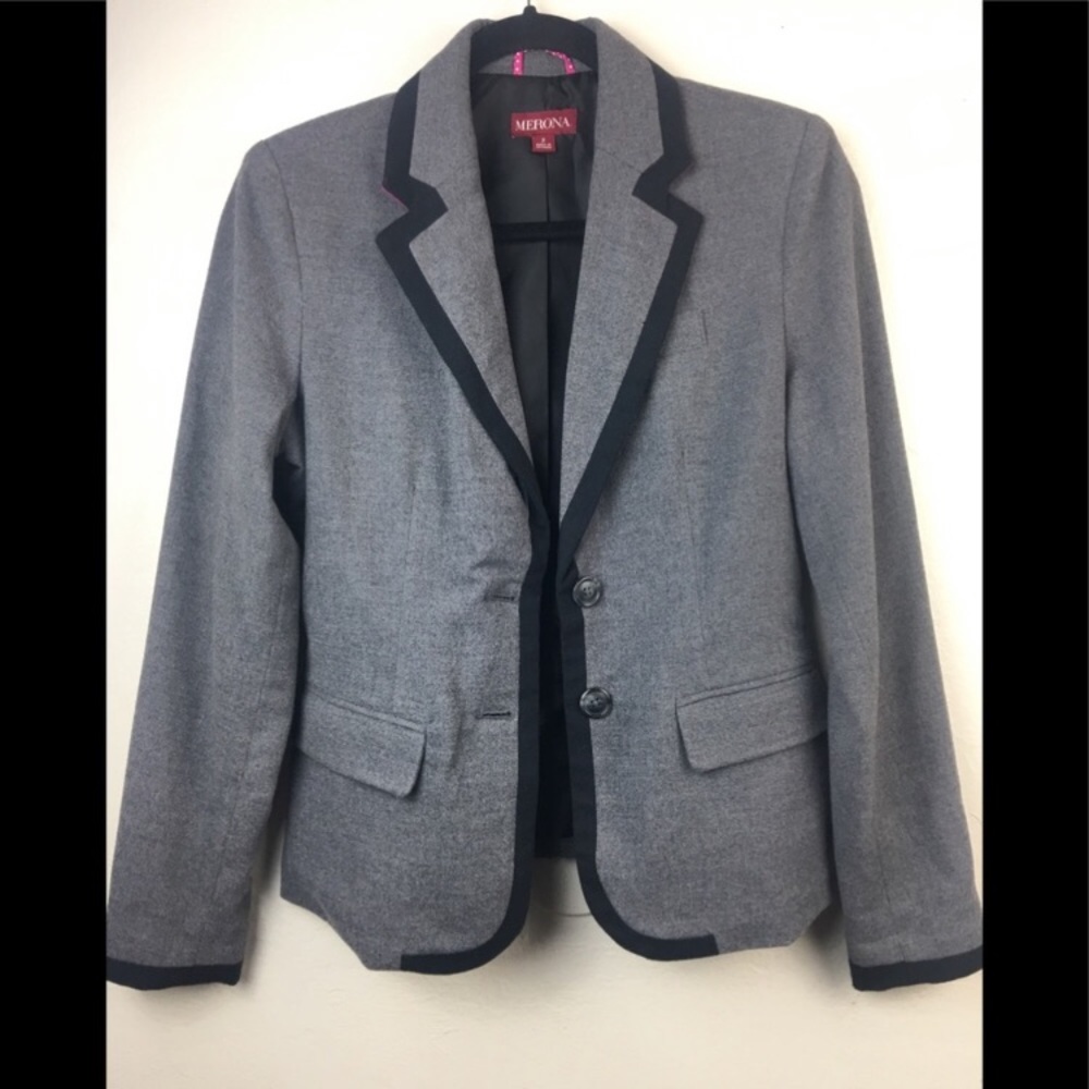 Merona gray lined blazer size 2 wool blend